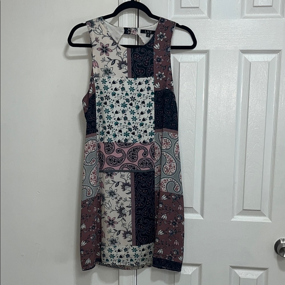 L. N. V. Floral Patchwork Backless Sleeveless Dress | Size M